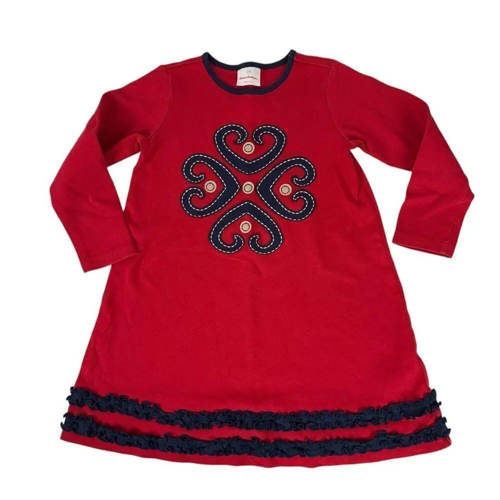Hanna Andersson Red and Navy Dress size 120 / 6